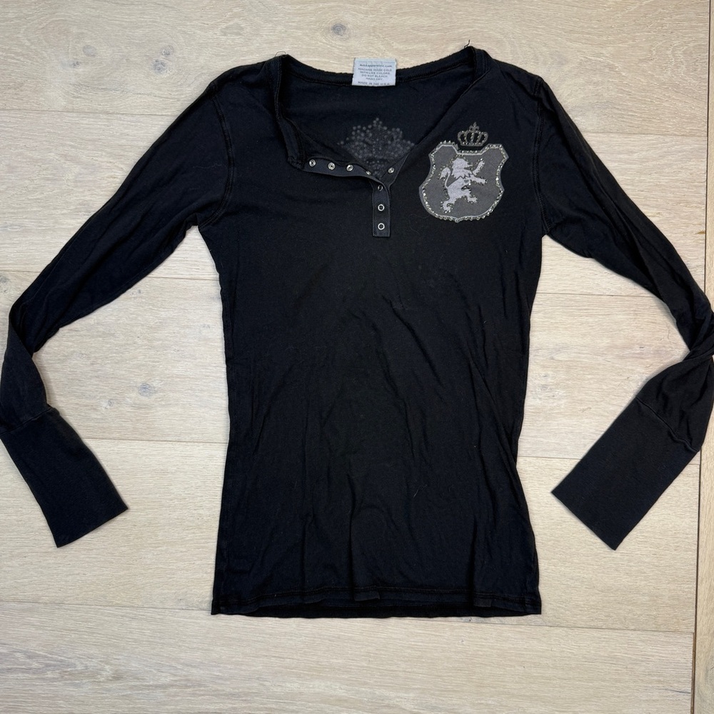 Black Graphic Long Sleeve Top - Picture 5 of 6